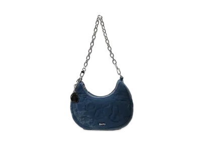 A BATHING APE Camo Quilting Denim Moon Shape Bag "Indigo"