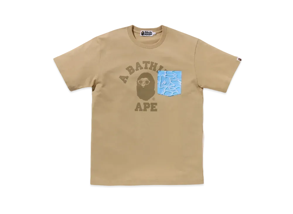 A BATHING APE ABC Sea Surface Camo Pocket College Tee "Beige"
