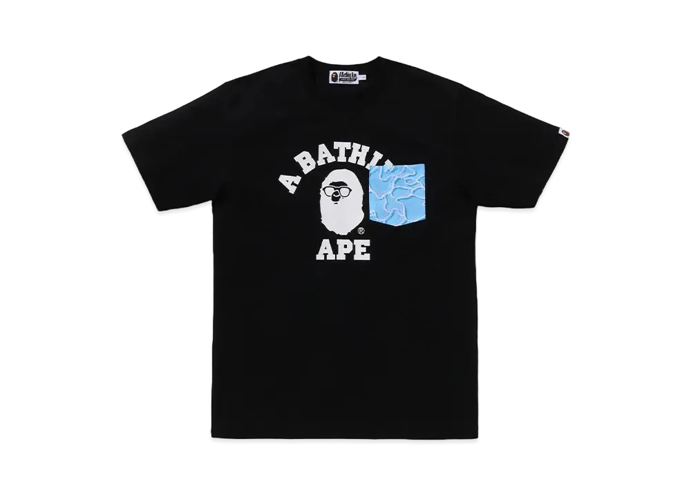 A BATHING APE ABC Sea Surface Camo Pocket College Tee "Black"