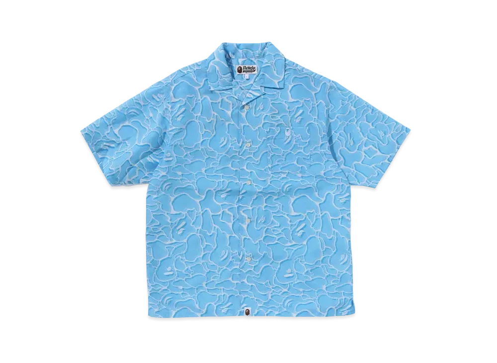 A BATHING APE ABC Sea Surface Camo Open Collar SS Shirt "Blue"