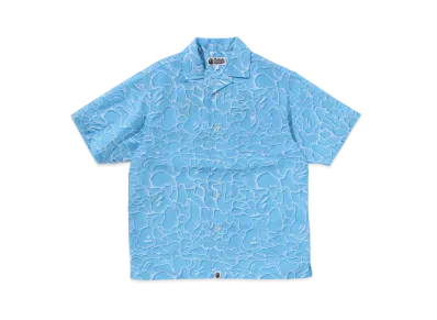 A BATHING APE ABC Sea Surface Camo Open Collar SS Shirt "Blue"