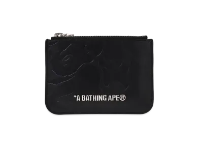 A BATHING APE Solid Camo Leather Pouch Wallet "Black"