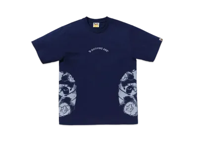 A BATHING APE Japanese Tattoo Side Big Ape Head Tee "Navy"