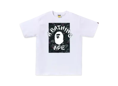 A BATHING APE Japanese Tattoo Camo On College Tee "White/Black"