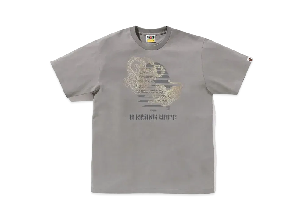 A RISING BAPE Tiger And Dragon Ape Head Tee "Gray"