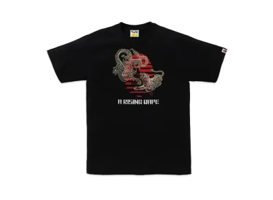 A RISING BAPE Tiger And Dragon Ape Head Tee "Black"