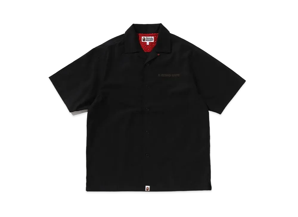 A RISING BAPE Dragon Embroidery Open Collar Shirt "Black"