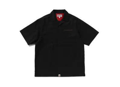 A RISING BAPE Dragon Embroidery Open Collar Shirt "Black"