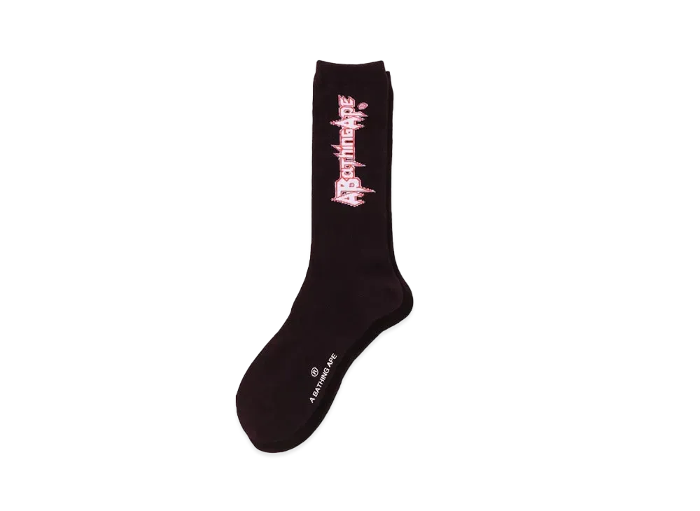 A BATHING APE Multi Logo Long Socks "Burgundy"