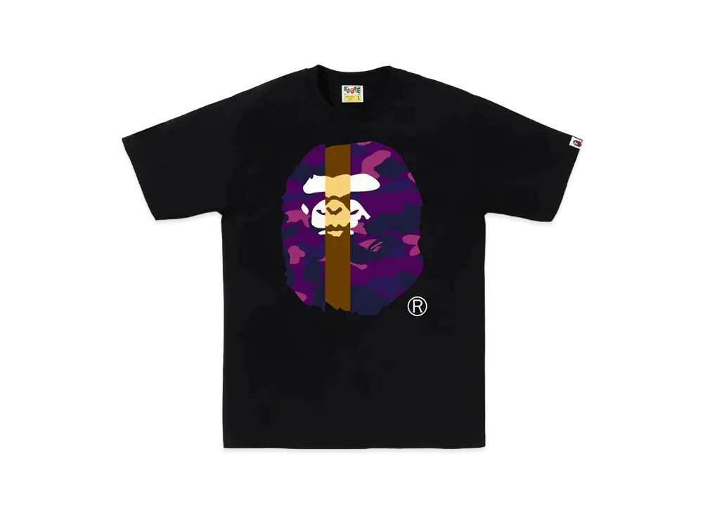 A BATHING APE Color Camo Transform Big Ape Head Tee "Black/Purple"