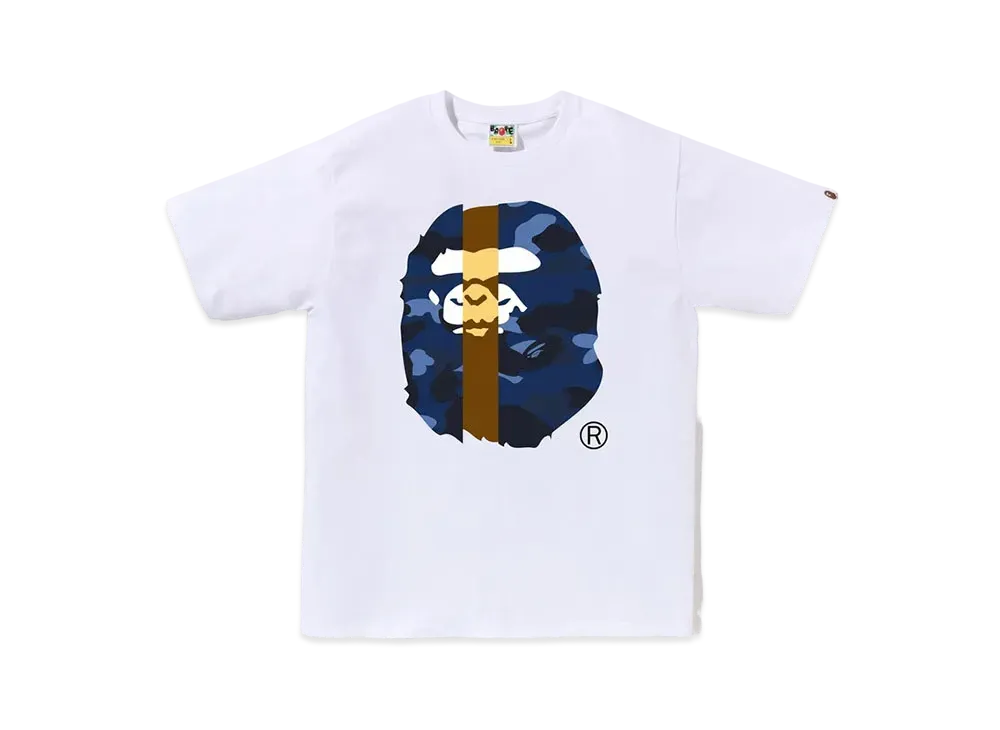 A BATHING APE Color Camo Transform Big Ape Head Tee "White/Navy"