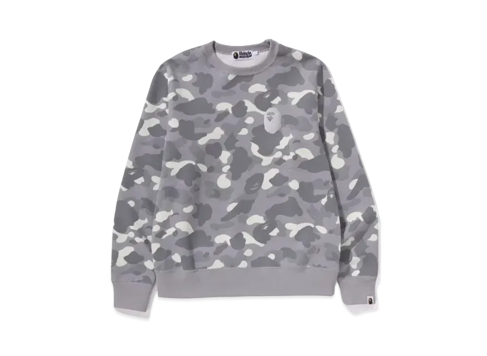 A BATHING APE Large Ape Head Crewneck "Gray"