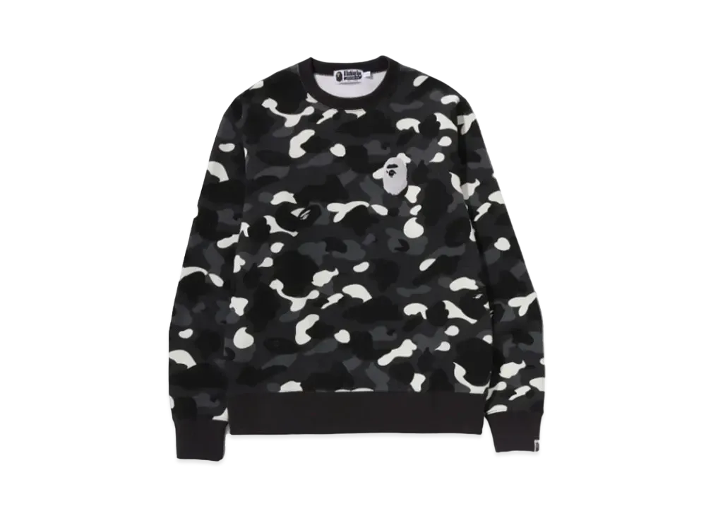 A BATHING APE Large Ape Head Crewneck "Black"