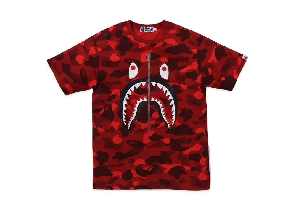 A BATHING APE Color Camo Shark Tee "Red"