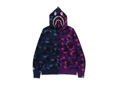 A BATHING APE Color Camo Separate Shark FZ Hoodie "Navy/Purple"