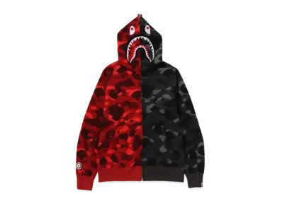 A BATHING APE Color Camo Separate Shark FZ Hoodie "Red/Black"