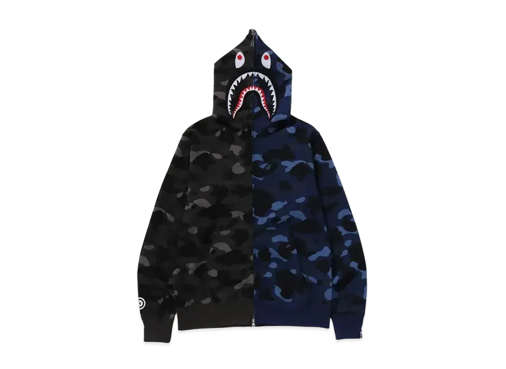 A BATHING APE Color Camo Separate Shark FZ Hoodie "Black/Navy"