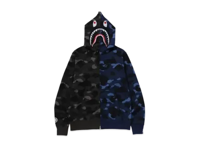 A BATHING APE Color Camo Separate Shark FZ Hoodie "Black/Navy"