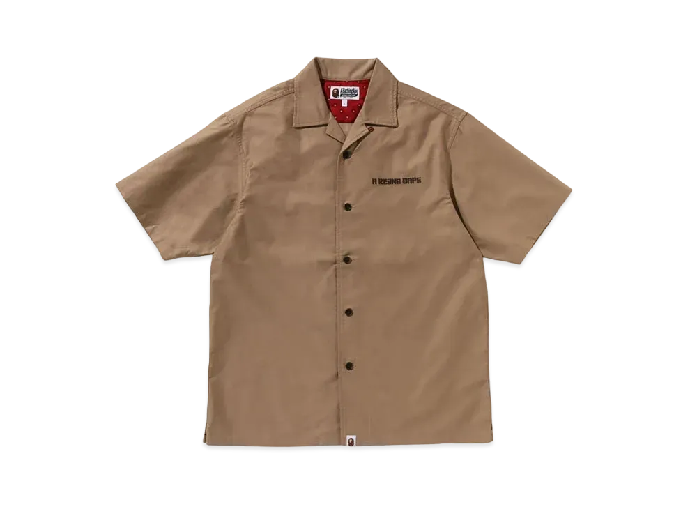 A BATHING APE Dragon Embroidery Open Collar Shirt "Beige"