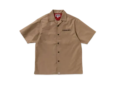 A BATHING APE Dragon Embroidery Open Collar Shirt "Beige"