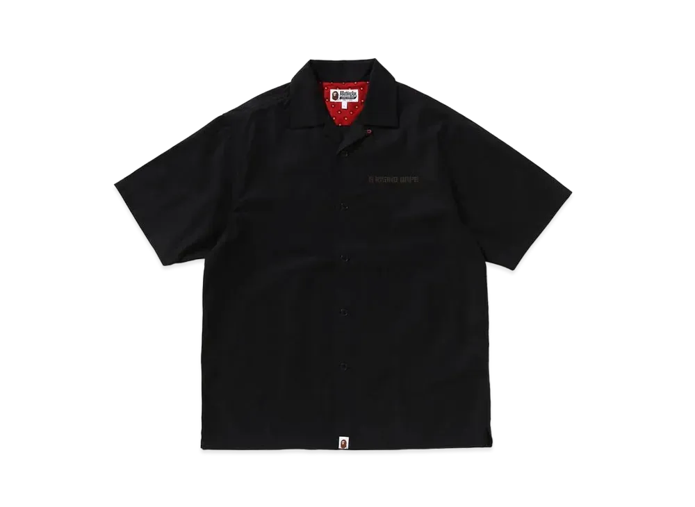 A BATHING APE Dragon Embroidery Open Collar Shirt "Black"
