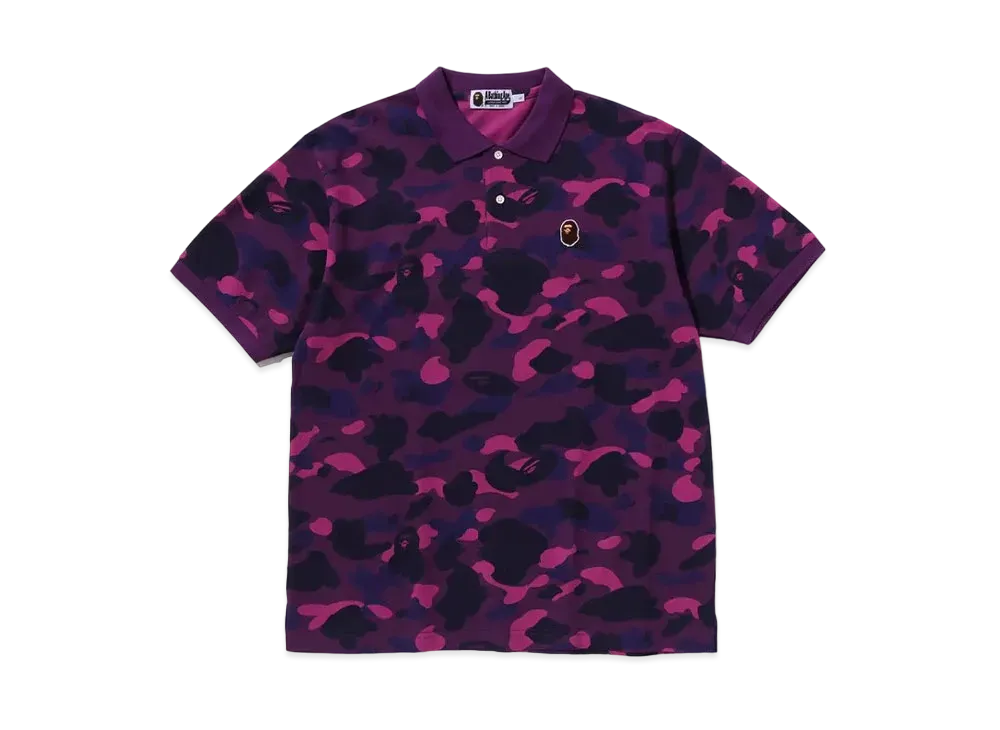 A BATHING APE Color Camo Large Ape Head Relaxed Fit Polo Shirt "Purple"