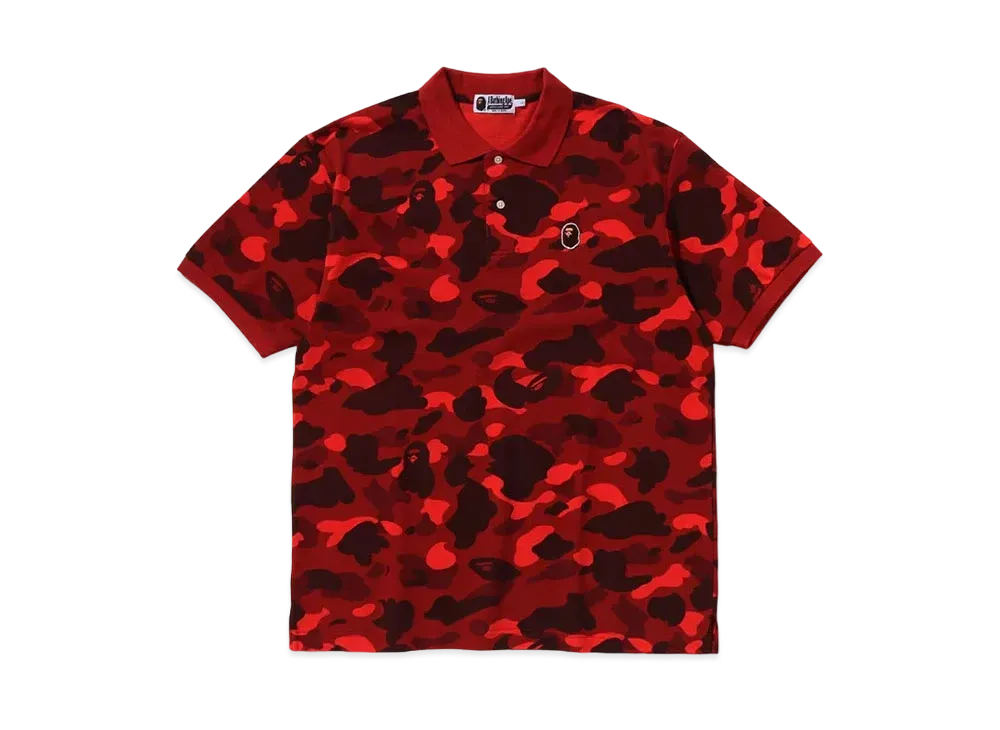 A BATHING APE Color Camo Large Ape Head Relaxed Fit Polo Shirt "Red"