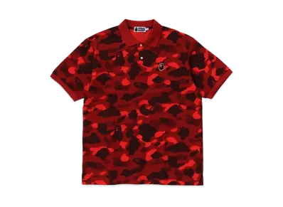 A BATHING APE Color Camo Large Ape Head Relaxed Fit Polo Shirt "Red"