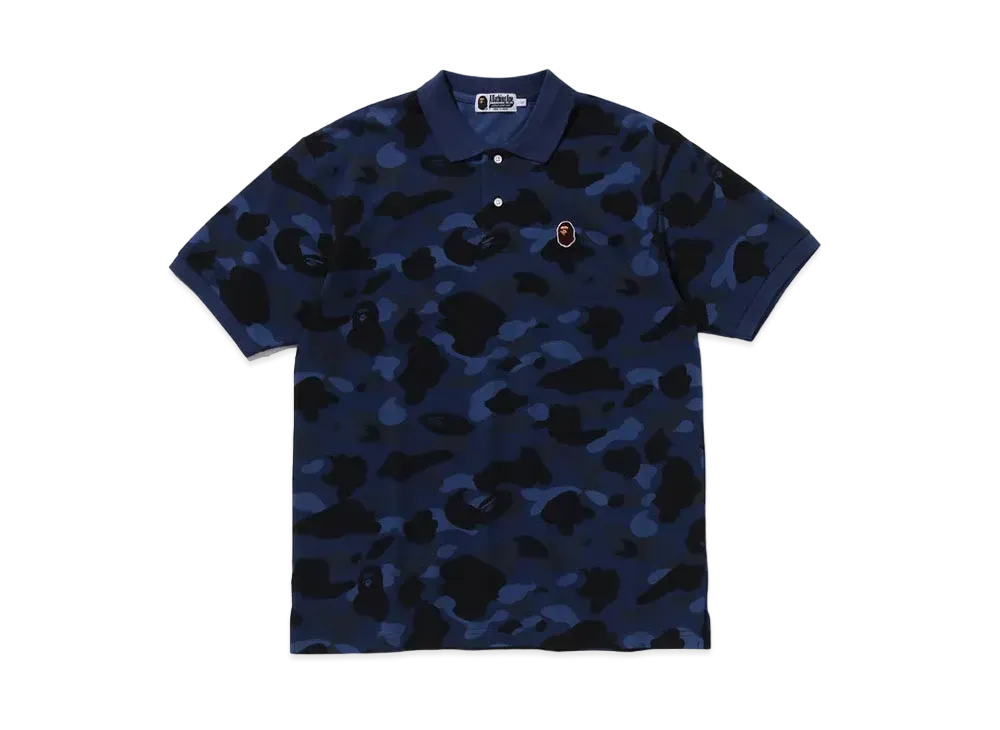 A BATHING APE Color Camo Large Ape Head Relaxed Fit Polo Shirt "Navy"