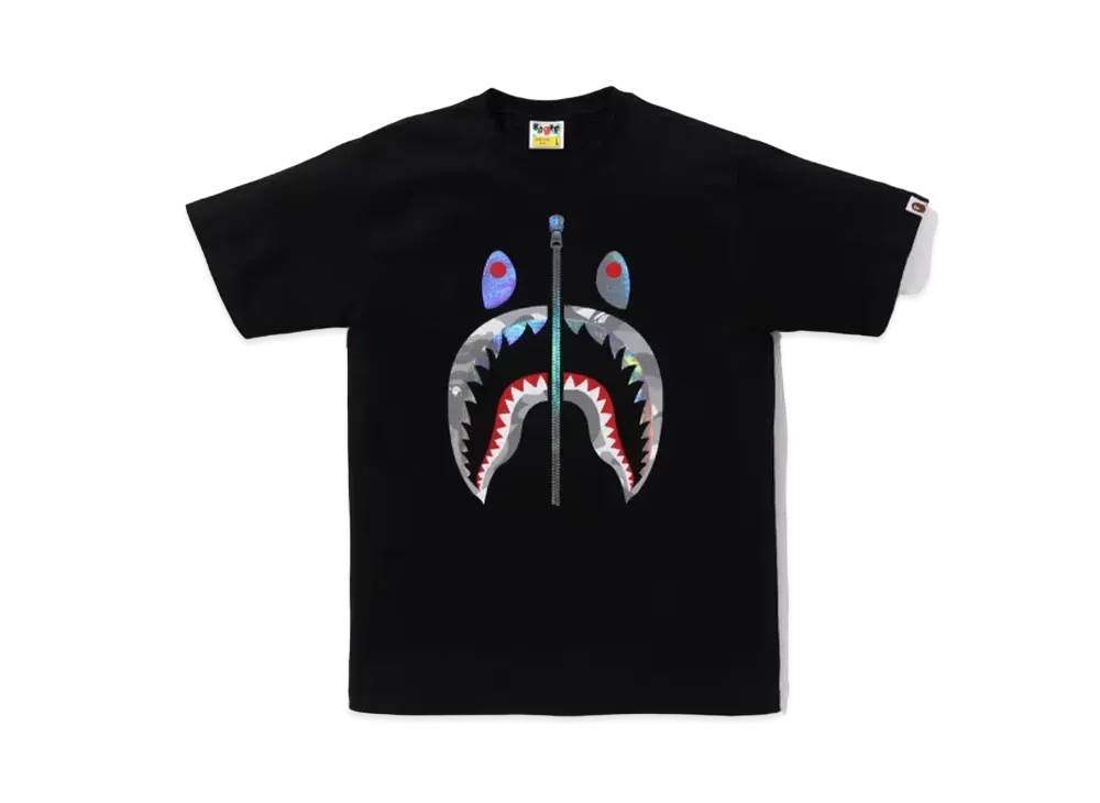 A BATHING APE Shark Tee "Black/White"