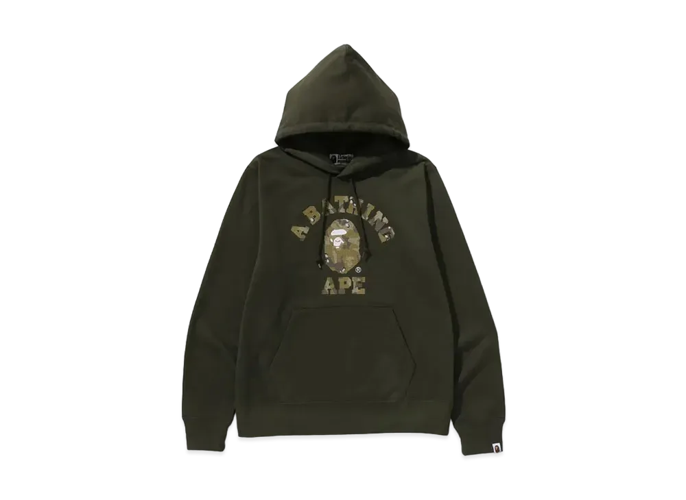A BATHING APE Bitmap College Pullover Hoodie "Olivedrab"