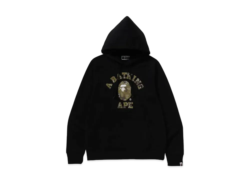 A BATHING APE Bitmap College Pullover Hoodie "Black"