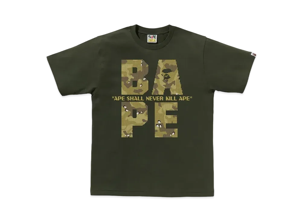 A BATHING APE Bitmap Logo Tee "Olivedrab"