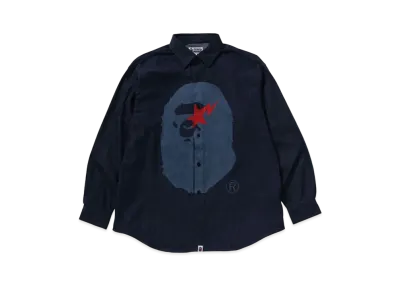 A BATHING APE STA Ape Head Relaxed Fit Denim L/S Shirts "Indigo"