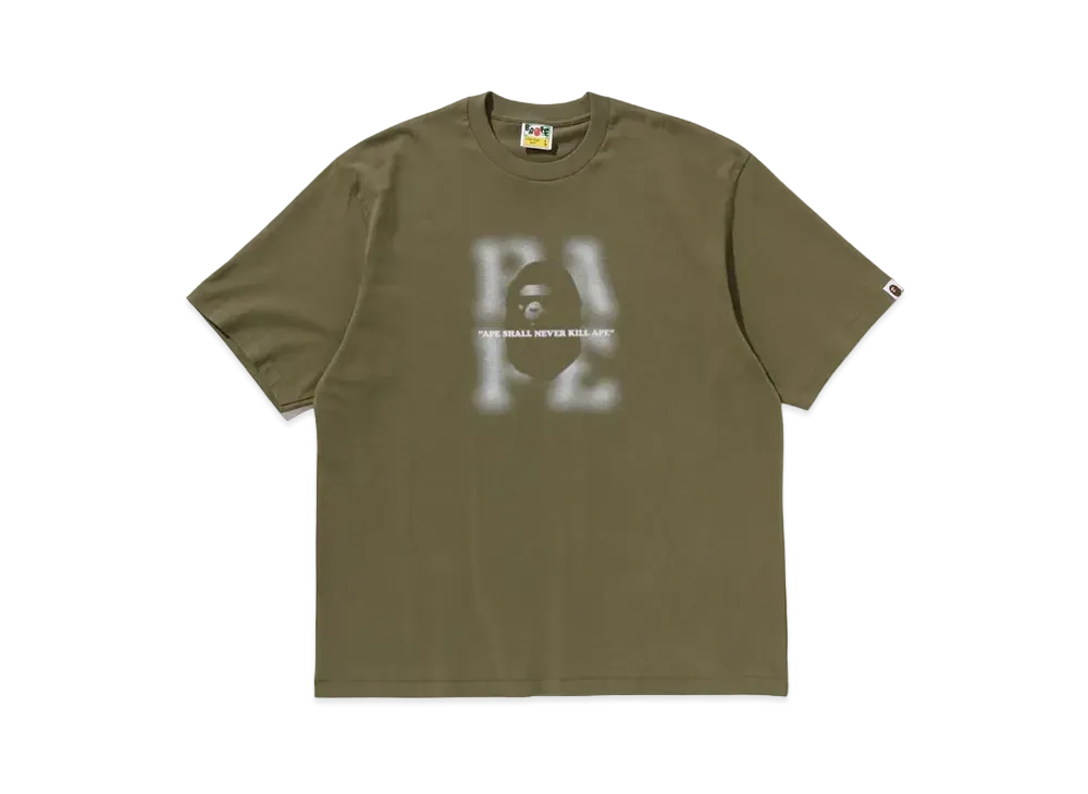 A BATHING APE Blur Logo Relaxed Fit Tee "Olivedrab"
