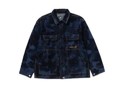 A BATHING APE Floral Camo Jacquard 13Oz Denim Work Jacket "Navy"