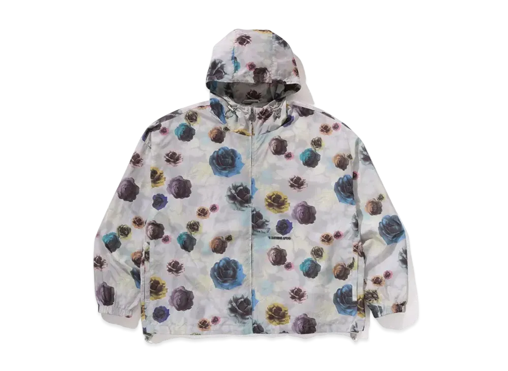 A BATHING APE Floral Camo Nylon Hooded Jacket "Ivory"