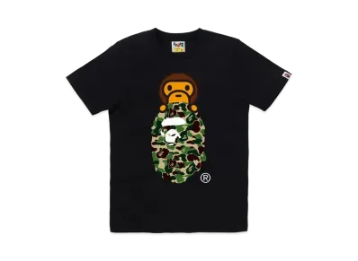 A BATHING APE ABC Camo Milo On Ape Head Tee "Black/Green"