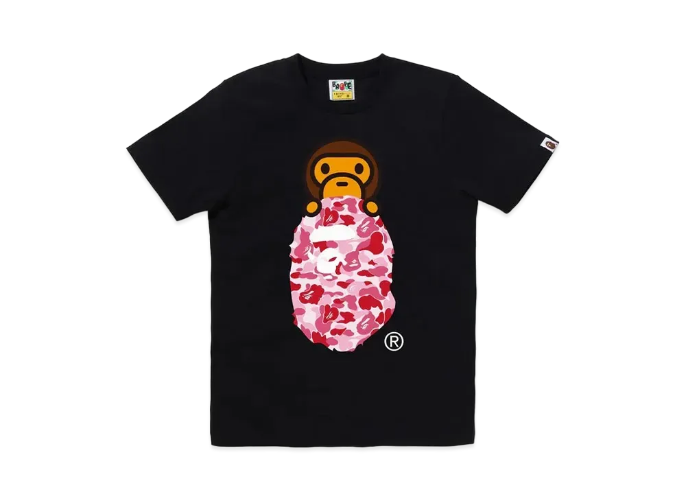 A BATHING APE ABC Camo Milo On Ape Head Tee "Black/Pink"