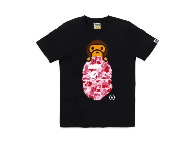 A BATHING APE ABC Camo Milo On Ape Head Tee "Black/Pink"