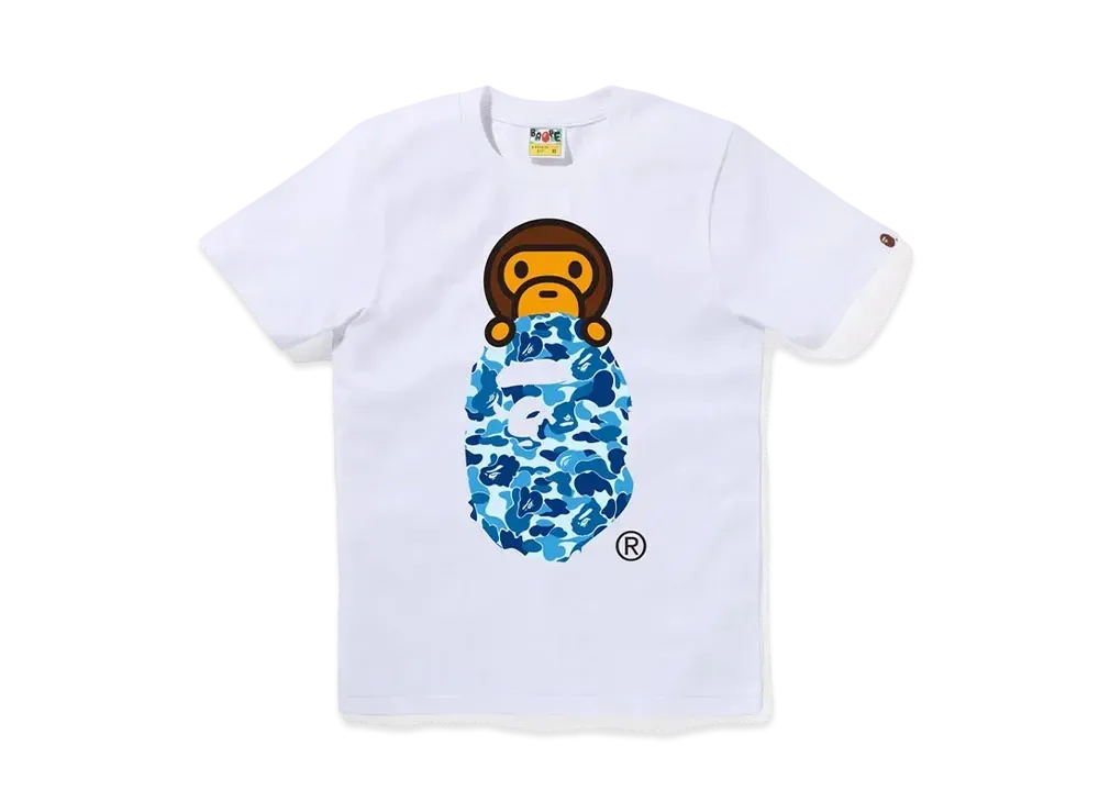 A BATHING APE ABC Camo Milo On Ape Head Tee "White/Blue"