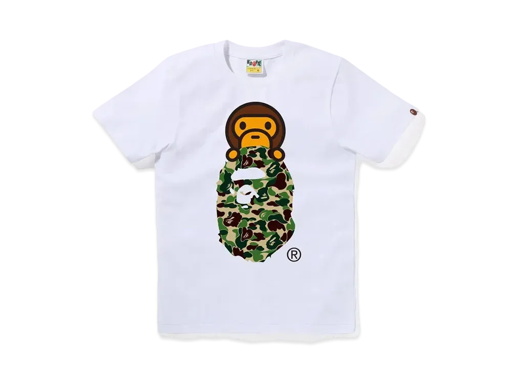 A BATHING APE ABC Camo Milo On Ape Head Tee "White/Green"