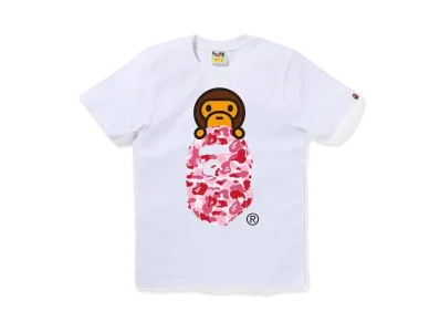 A BATHING APE ABC Camo Milo On Ape Head Tee "White/Pink"