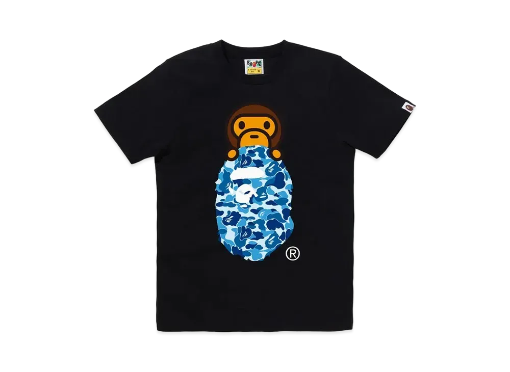 A BATHING APE ABC Camo Milo On Ape Head Tee "Black/Blue"