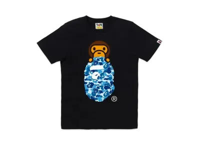 A BATHING APE ABC Camo Milo On Ape Head Tee "Black/Blue"