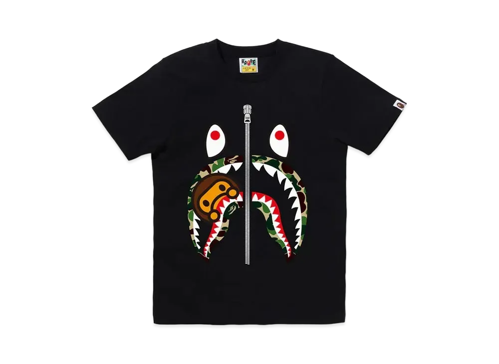 A BATHING APE ABC Camo Milo Shark Tee "Black/Green"