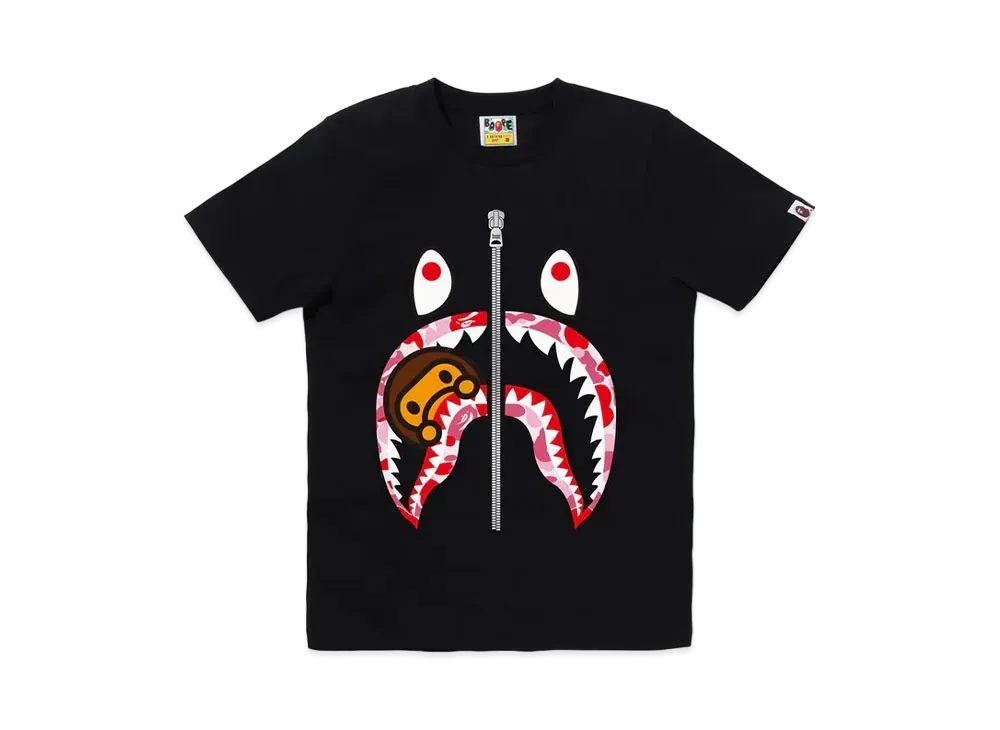 A BATHING APE ABC Camo Milo Shark Tee "Black/Pink"
