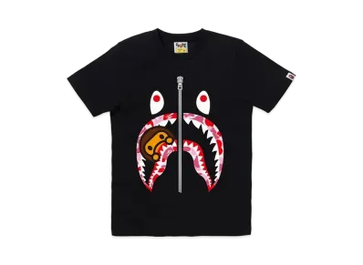 A BATHING APE ABC Camo Milo Shark Tee "Black/Pink"