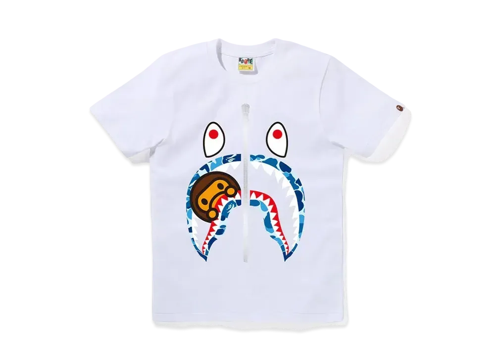 A BATHING APE ABC Camo Milo Shark Tee "White/Blue"