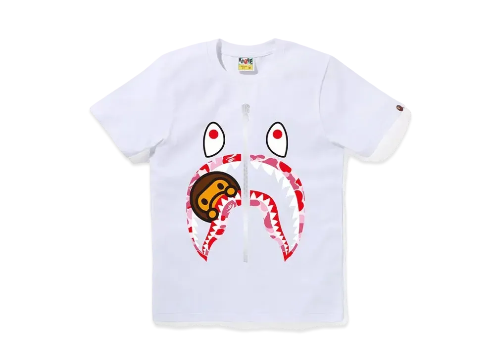 A BATHING APE ABC Camo Milo Shark Tee "White/Pink"